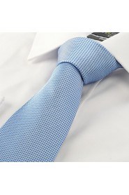 Men's New Squared Blue Microfiber Tie Suit Necktie For Wedding Party Holiday With Gift Box