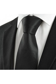 Men's Plain Black Microfiber Tie Necktie For Wedding Evening Funeral With Gift Box