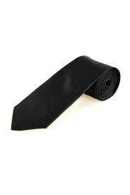 Men's Plain Black Microfiber Tie Necktie For Wedding Evening Funeral With Gift Box