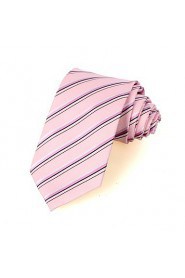 Men's New Striped Pink Microfiber Tie Necktie For Wedding Party Holiday With Gift Box