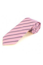 Men's New Striped Pink Microfiber Tie Necktie For Wedding Party Holiday With Gift Box