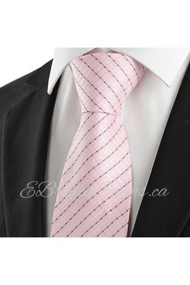 Men's Striped Pink Microfiber Tie Necktie For Wedding Party Holiday With Gift Box