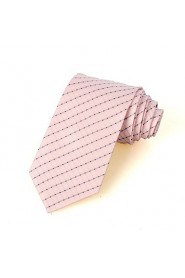 Men's Striped Pink Microfiber Tie Necktie For Wedding Party Holiday With Gift Box