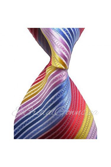 Extra Long Colorful Stripe Classic Woven Man Tie Necktie Holiday Gift