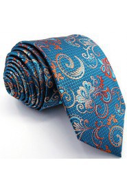 Men's 100% Silk Tie Blue Floral Business Necktie