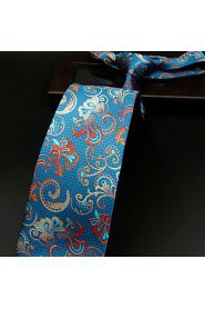 Men's 100% Silk Tie Blue Floral Business Necktie