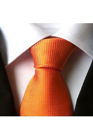 Men Wedding Cocktail Necktie At Work Orange Tie