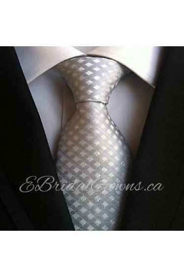 Men Wedding Cocktail Necktie At Work Beige Gray Tie