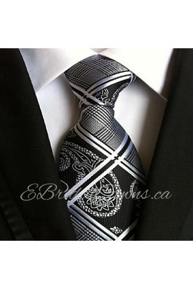 Men Wedding Cocktail Necktie At Work Black White Tie