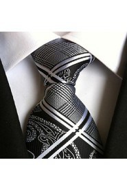 Men Wedding Cocktail Necktie At Work Black White Tie