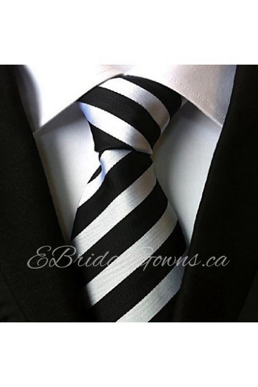 Men Wedding Cocktail Necktie At Work Black White Colors Tie