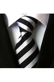 Men Wedding Cocktail Necktie At Work Black White Colors Tie