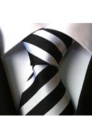 Men Wedding Cocktail Necktie At Work Black White Colors Tie