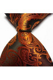 Men Wedding Cocktail Necktie At Work Black Gold Flower Tie