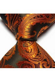 Men Wedding Cocktail Necktie At Work Black Gold Flower Tie