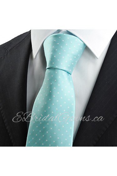 Men's Mint Blue Dot Necktie Wedding Party Casual Tie With Gift Box