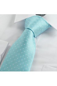 Men's Mint Blue Dot Necktie Wedding Party Casual Tie With Gift Box