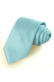 Men's Mint Blue Dot Necktie Wedding Party Casual Tie With Gift Box