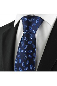 Men's Tie Navy Dark Blue Paisley Necktie Wedding/Business/Party/Work/Casual With Gift Box