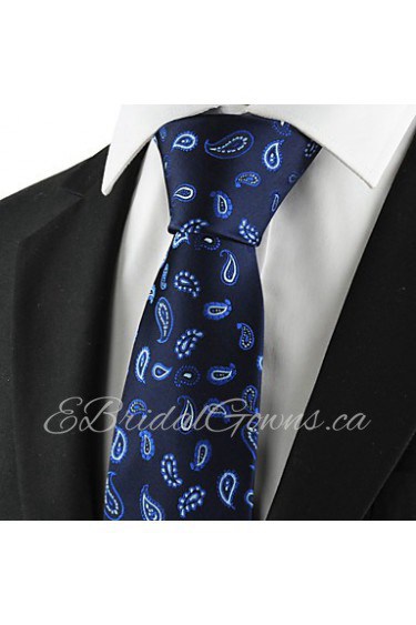 Men's Tie Navy Dark Blue Paisley Necktie Wedding/Business/Party/Work/Casual With Gift Box