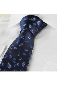 Men's Tie Navy Dark Blue Paisley Necktie Wedding/Business/Party/Work/Casual With Gift Box