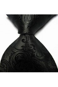 Men Wedding Cocktail Necktie At Work Black Gray Flower Tie