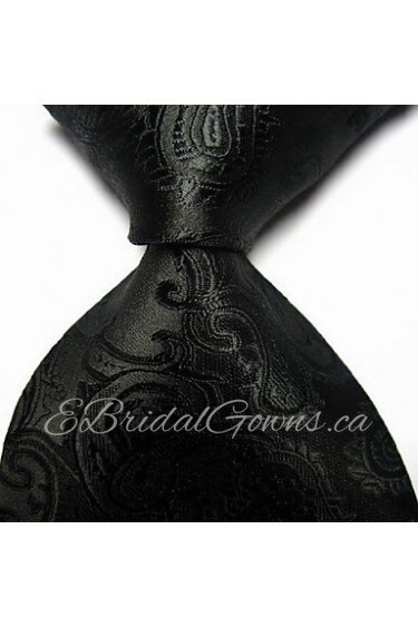 Men Wedding Cocktail Necktie At Work Black Gray Flower Tie