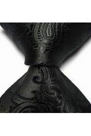 Men Wedding Cocktail Necktie At Work Black Gray Flower Tie