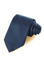 Men's Necktie Dark Navy Blue Cross Check Wedding/Business/Work/Formal/Casual Tie With Gift Box