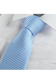 Men's Necktie Light Sky Blue Striped Wedding/Business/Work/Formal/Casual Tie With Gift Box