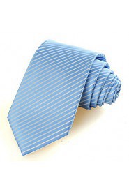 Men's Necktie Light Sky Blue Striped Wedding/Business/Work/Formal/Casual Tie With Gift Box