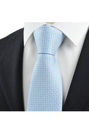Men's Necktie Light Blue Check Wedding/Business/Work/Formal/Casual Tie With Gift Box