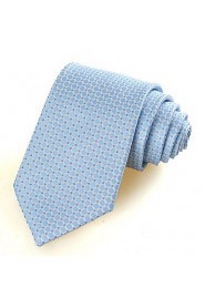 Men's Necktie Light Blue Check Wedding/Business/Work/Formal/Casual Tie With Gift Box