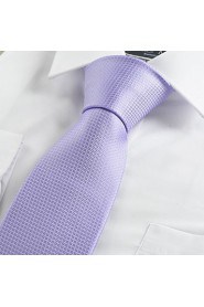 Men's Necktie Lavender Violet Dots Square Check Wedding/Business/Work/Formal/Casual Tie With Gift Box