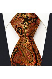 Men's Tie Paisley Wedding Gold 100% Silk Business