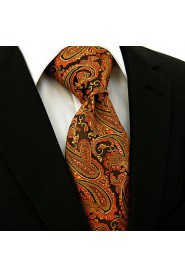 Men's Tie Paisley Wedding Gold 100% Silk Business