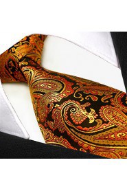 Men's Tie Paisley Wedding Gold 100% Silk Business