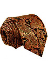 Men's Tie Paisley Wedding Gold 100% Silk Business