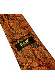 Men's Tie Paisley Wedding Gold 100% Silk Business