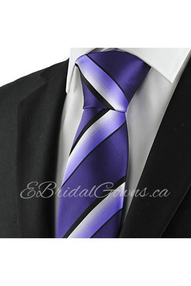 Men's Striped Microfiber Tie Necktie Formal Wedding Party Holiday With Gift Box (2 Colors Available)