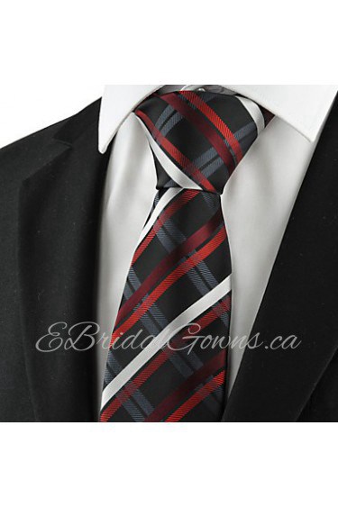 Men's Checked Tie Formal Suits Necktie For Wedding Party Holiday Business With Gift Box (2 Colors Available)