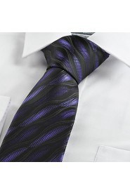 Men's Ripple Wave Pattern Microfiber Tie Necktie Wedding Party Holiday Gift With Gift Box (5 Colors Available)