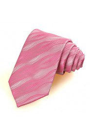 Men's Ripple Wave Pattern Microfiber Tie Necktie Wedding Party Holiday Gift With Gift Box (5 Colors Available)