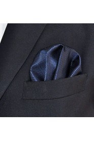Men's Pocket Square Navy Blue Solid 100% Silk Wedding Business