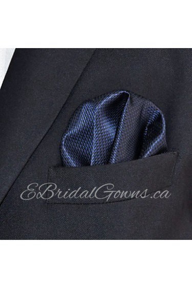 Men's Pocket Square Navy Blue Solid 100% Silk Wedding Business