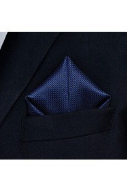 Men's Pocket Square Navy Blue Solid 100% Silk Wedding Business