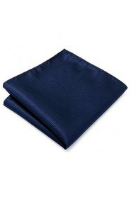 Men's Pocket Square Navy Blue Solid 100% Silk Wedding Business