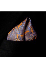 Large Size Paisley Orange Blue Pocket Square Mens Hankies Hanky