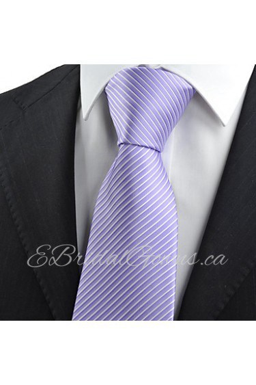 Men's Necktie Purple Lavender Violet Striped Wedding/Business/Work/Formal/Casual Tie With Gift Box