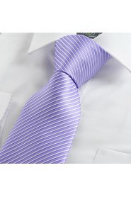 Men's Necktie Purple Lavender Violet Striped Wedding/Business/Work/Formal/Casual Tie With Gift Box